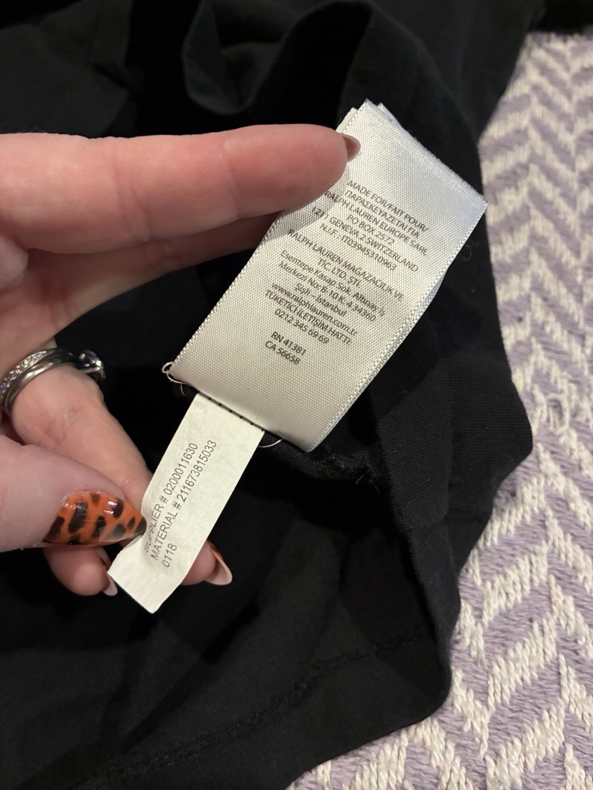 Ralph Lauren Women’s Black V-neck Top With White Pony Size Large