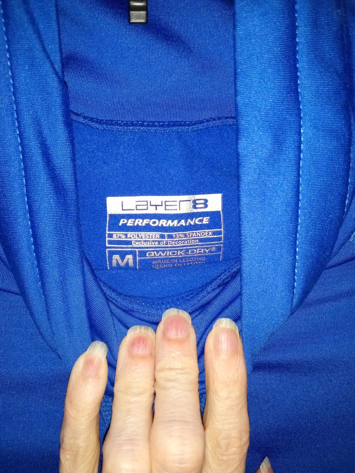 Layer 8 Performance Women’s LS qwick-dry blue compression athletic shirt Med