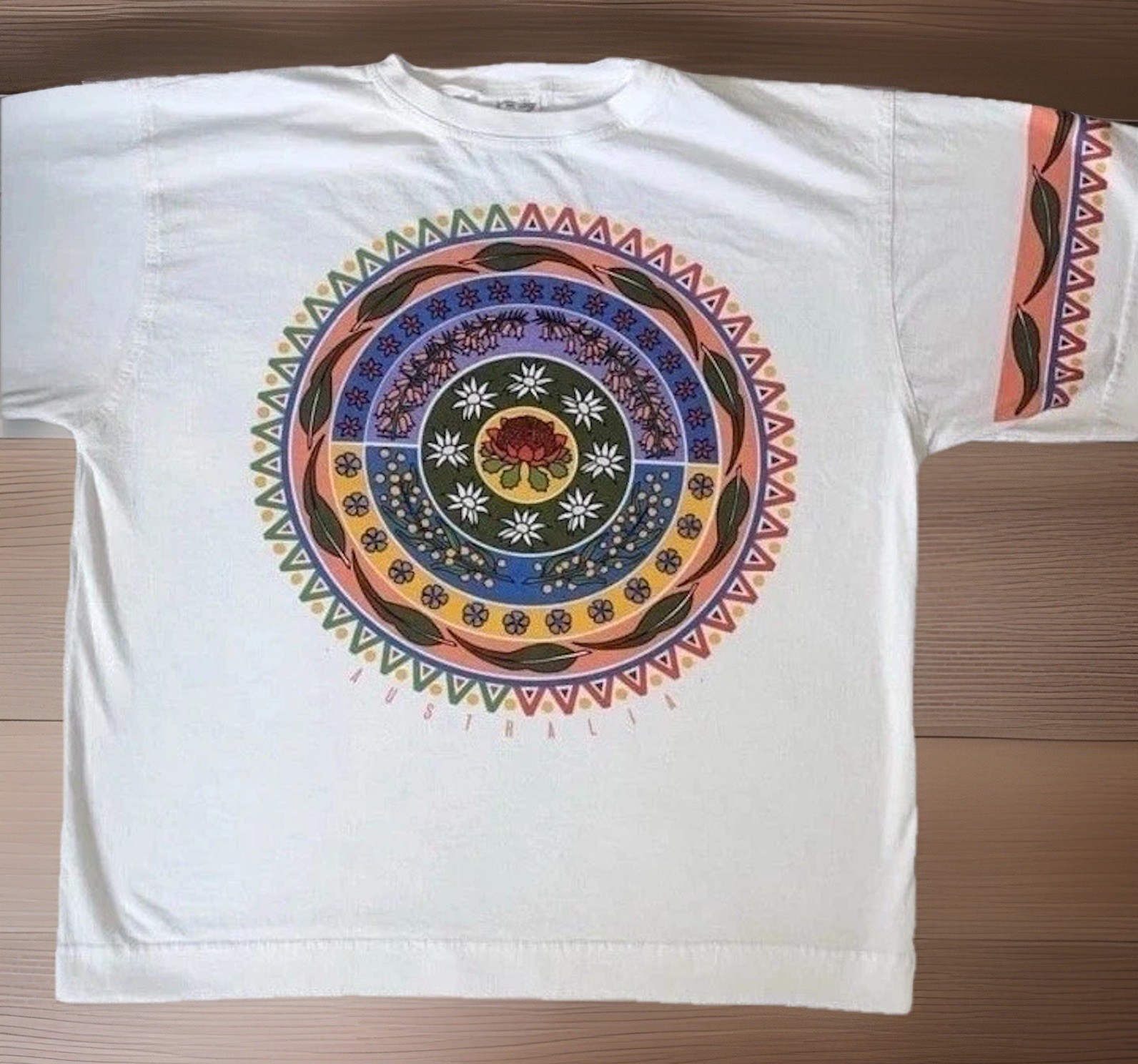 Vintage 90s Australian T-Shirt Colorful Mandela Women’s L Cotton Splendid Jack