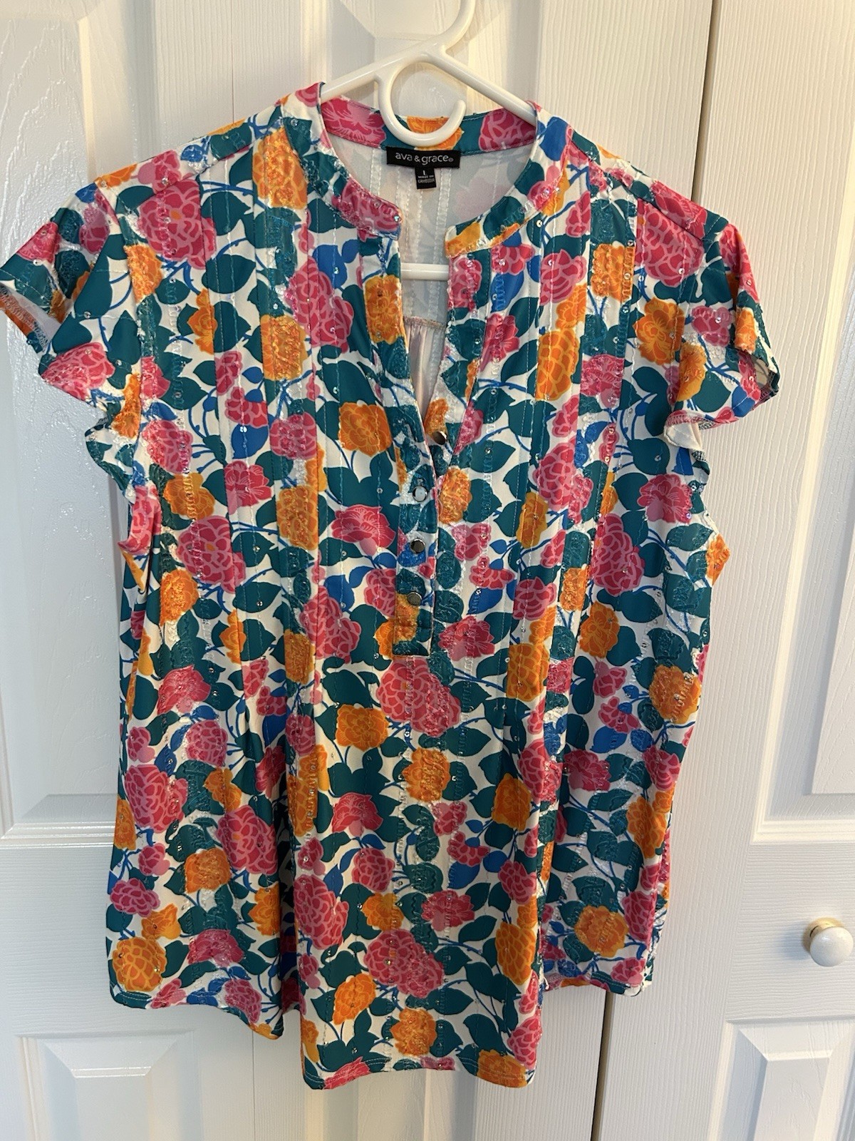 Ava And Grace Multicolor Floral Top Size L