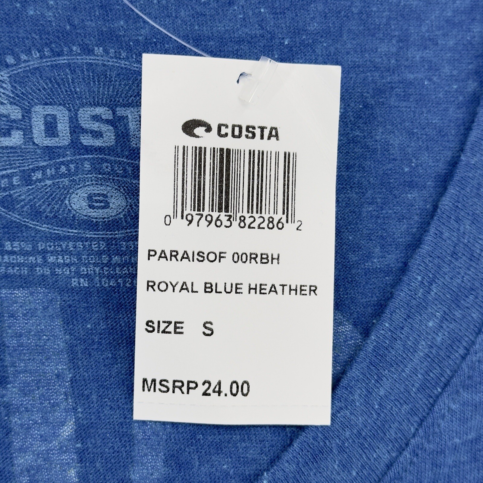 Costa Del Mar Women Top S Royal Blue Heather Perdido Short Sleeve V-Neck Tee