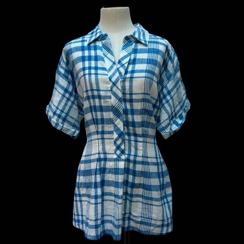 Womens Monsoon Check Summer Cotton Top Size Large Tie Waist