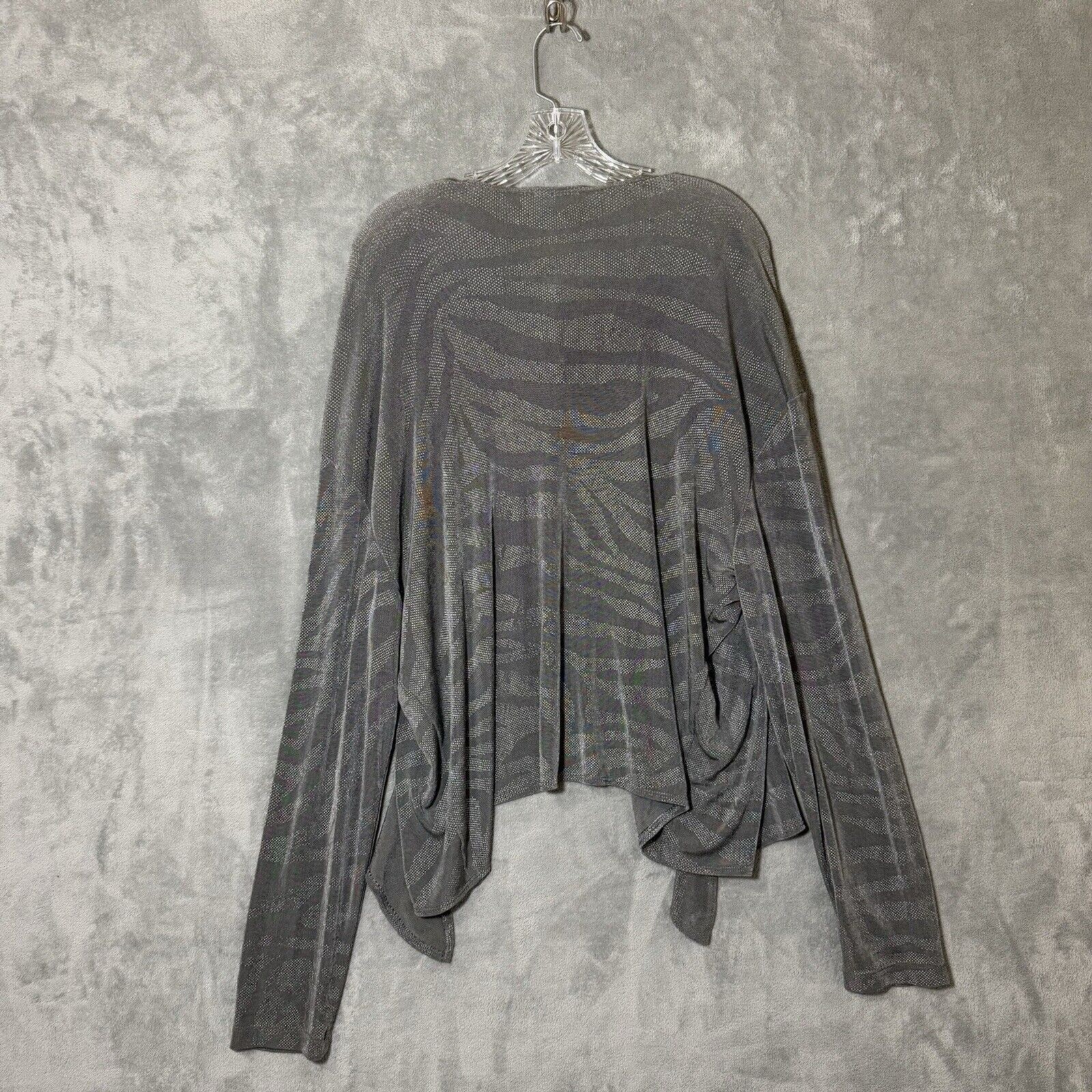 NWT Chicos Travelers Open Cardigan XL Women Sz 3 Shadow Silver Slinky Acetate