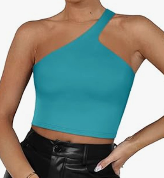 NEW REORIA Women’s Trendy Sexy One Shoulder Double Lined Tank Size Medium
