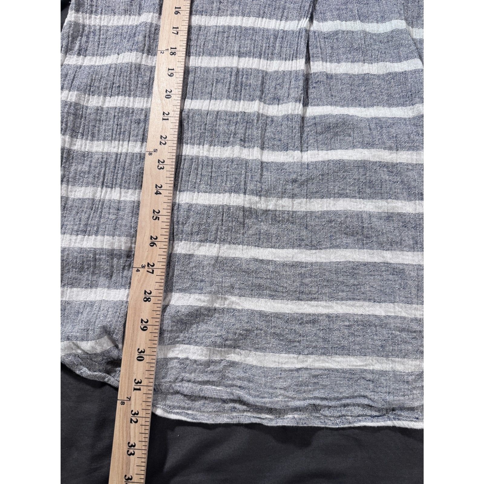 En Creme Blue White Striped Long Sleeve Tunic Popover Cotton Womens L