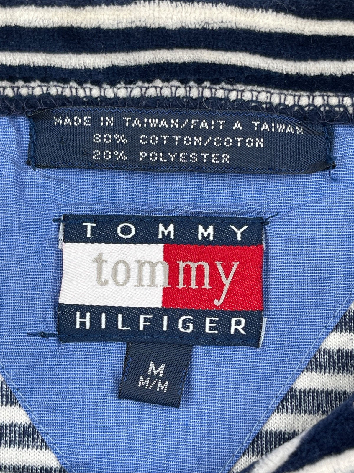 Vintage Tommy Hilfiger Velour Striped Top Women’s Size M Nautical Crest Y2K 90s