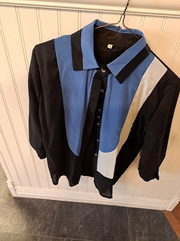 Women’s Blouse 3XL Black Blue White Collar Long Sleeve 3/4 Sleeve Button Front