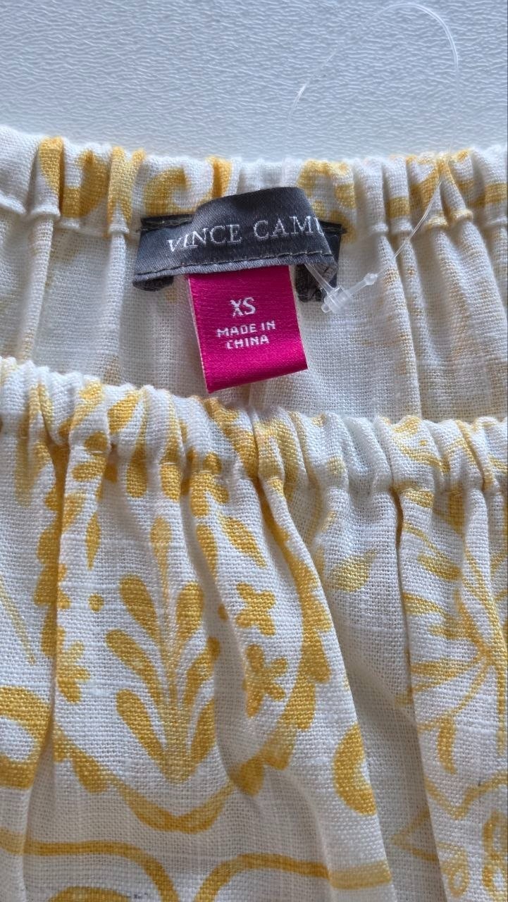 $89 Vince Camuto Women’s Printed Linen-Blend Off-The-Shoulder Size XS,L