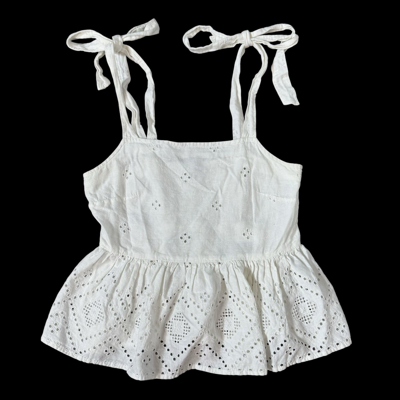 Madewell Festival Eyelet Flounce Crop Top XXS White Fairy Feminine Cottage Y2K
