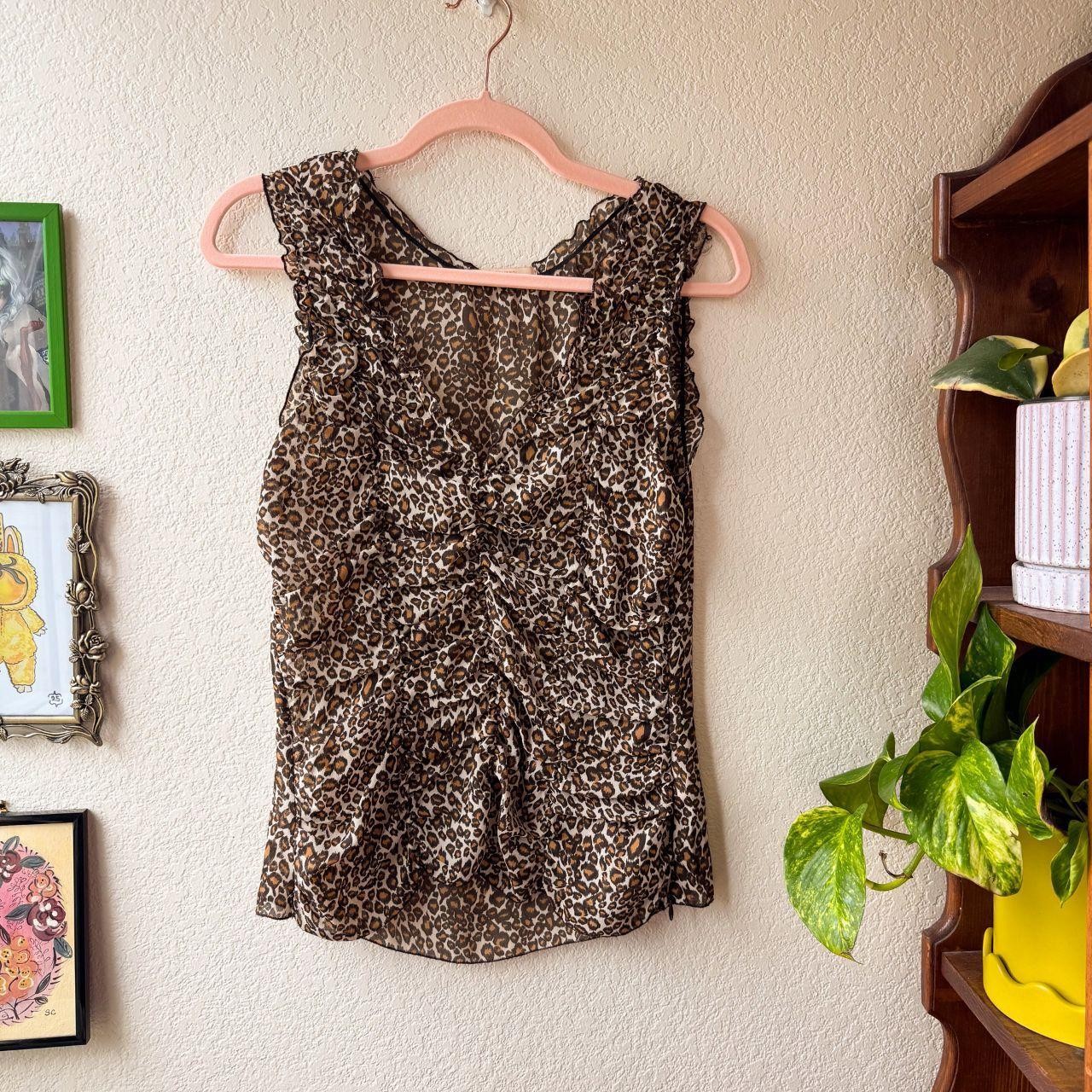 Vintage Women’s Y2K Animals Print Boho Indie Western Ruched Tank Blouse