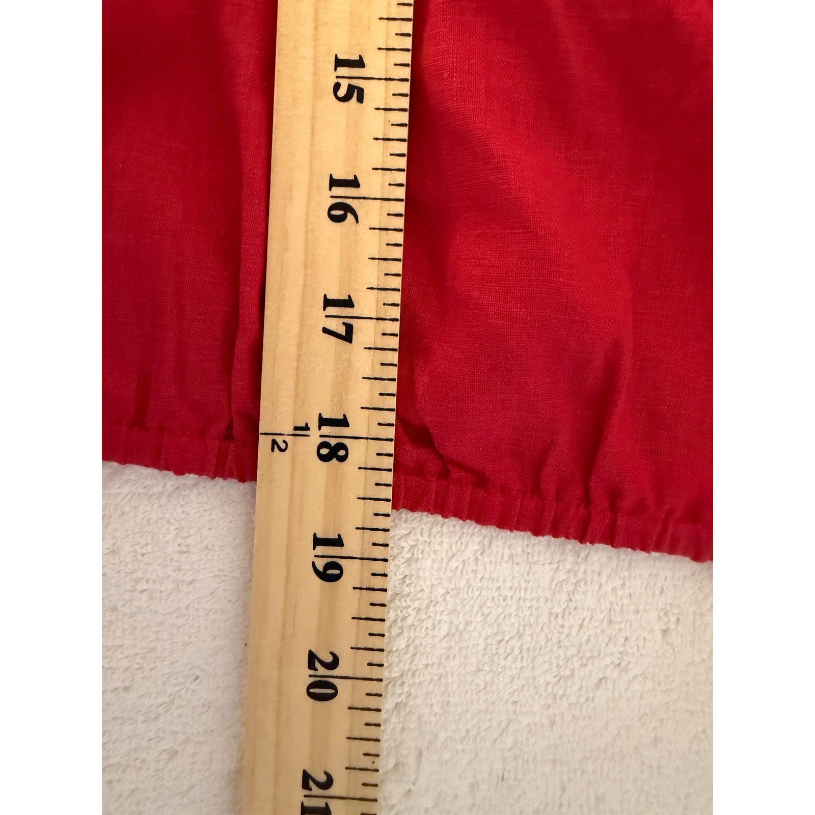 Farm Rio Women’s Red One Shoulder Knot Detail Elastic Hem Crop Top Linen L