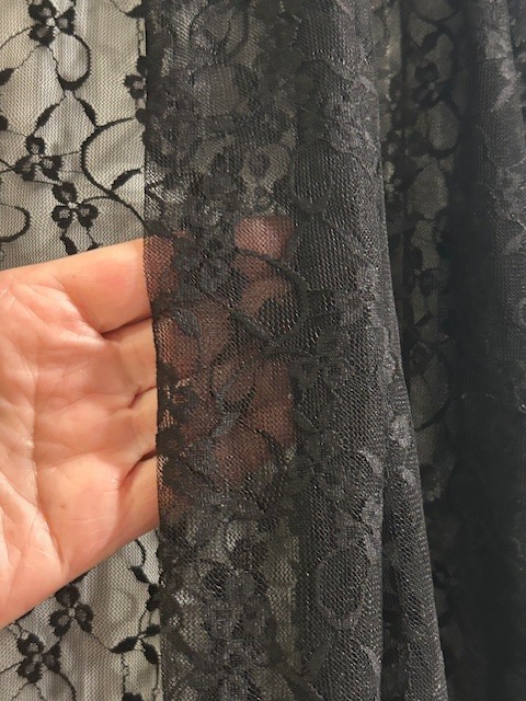 XL/1X/2X/3X New Jet Black Floral Stretchy Lace Long Duster Cardigan Kimono