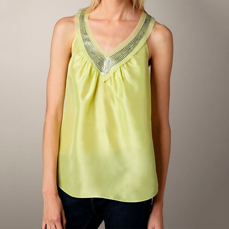NWT REBECCA TAYLOR Limea Silk Sequin Sleeveless Top Sz 10