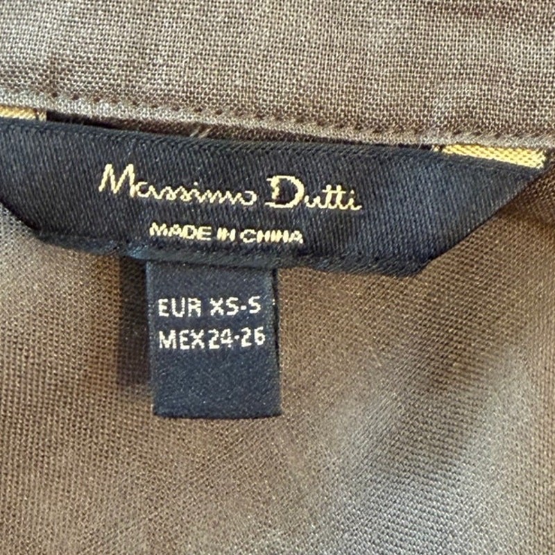 Massimo Dutti Frayed Blouse Womens Size XS/S Green Casual Career Office Chic