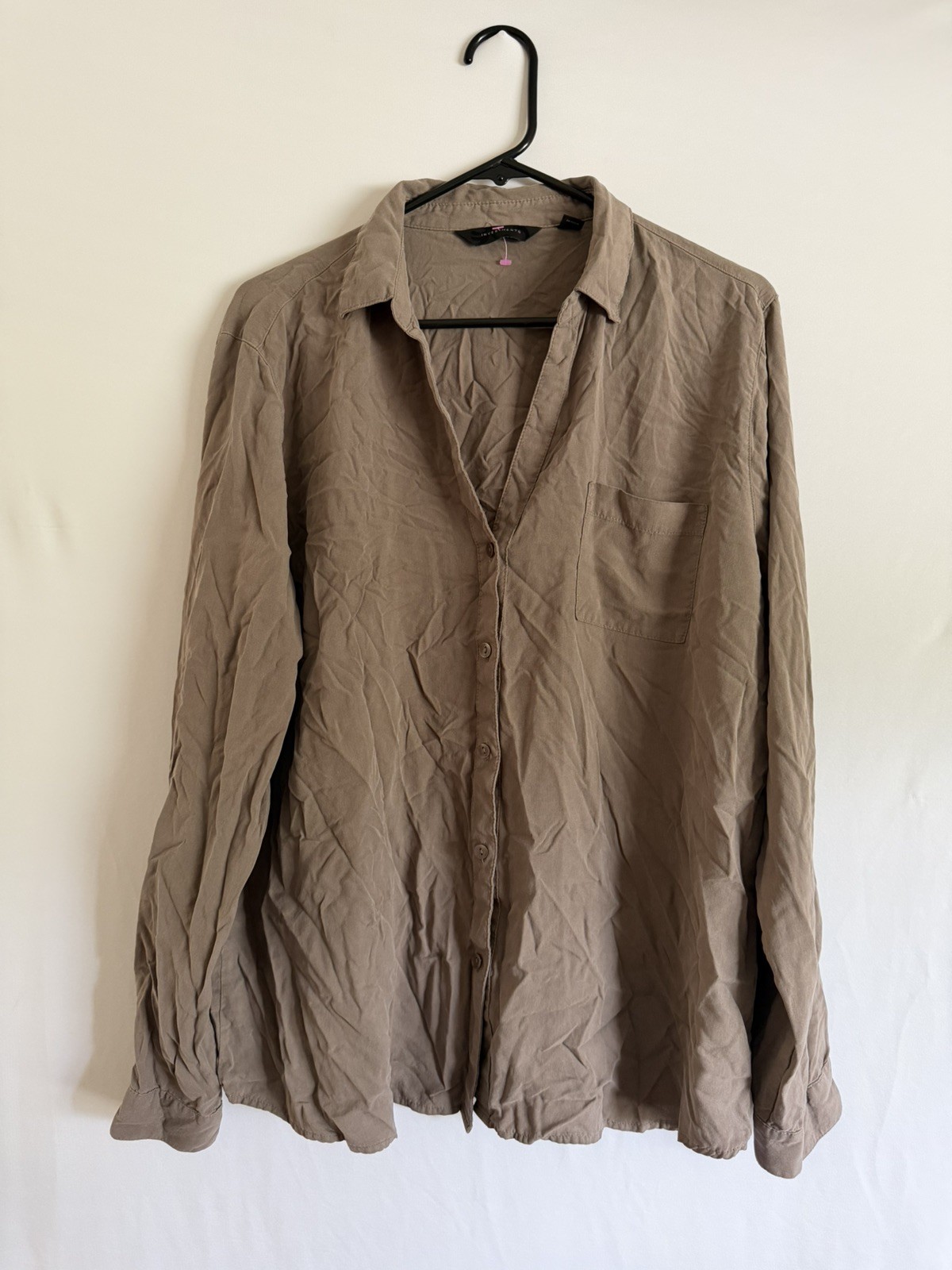 Investments Button-Up Top Long Sleeve Blouse Collared Shirt 100% Silk XL