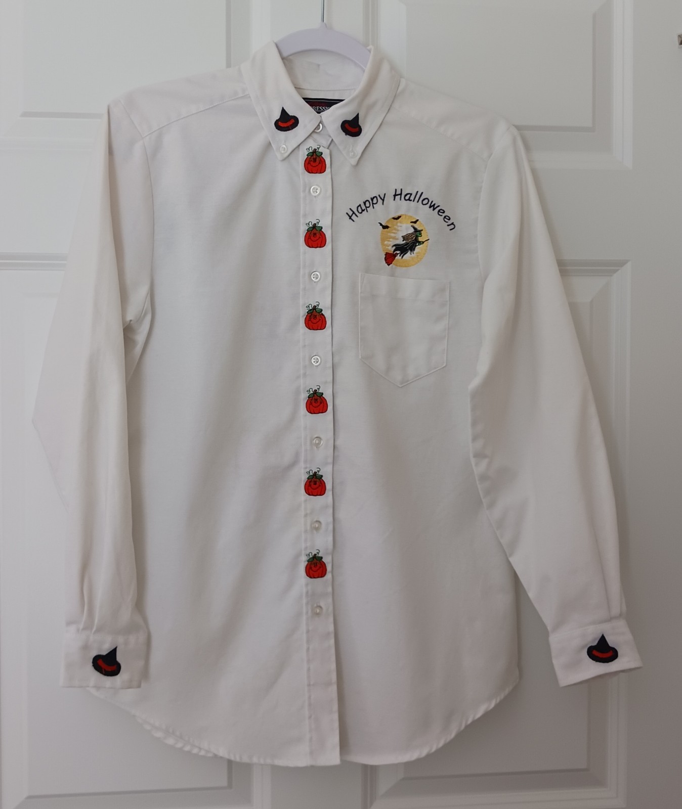 VTG Classic Impressions By Cintas Halloween Shirt Sz 8 Long Sleeve Embroidered