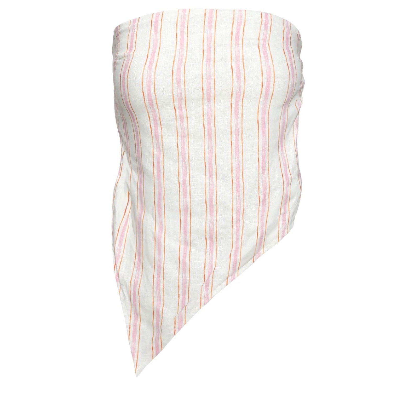 Princess Polly Striped Handkerchief Tube Top Pink /Orange White US 8 Strapless