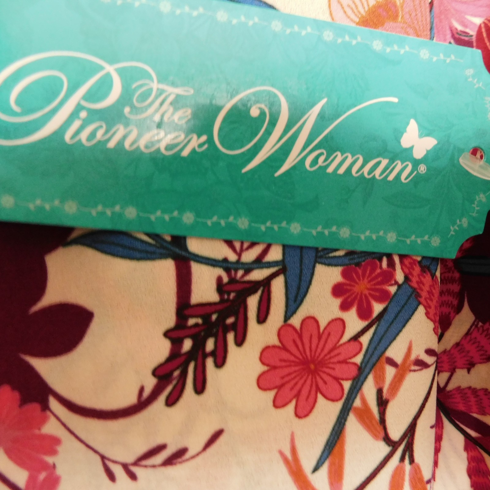 THE PIONEER WOMAN Floral 3/4 Bell Sleeve Top Cream Multicolor Boho Prairie XL