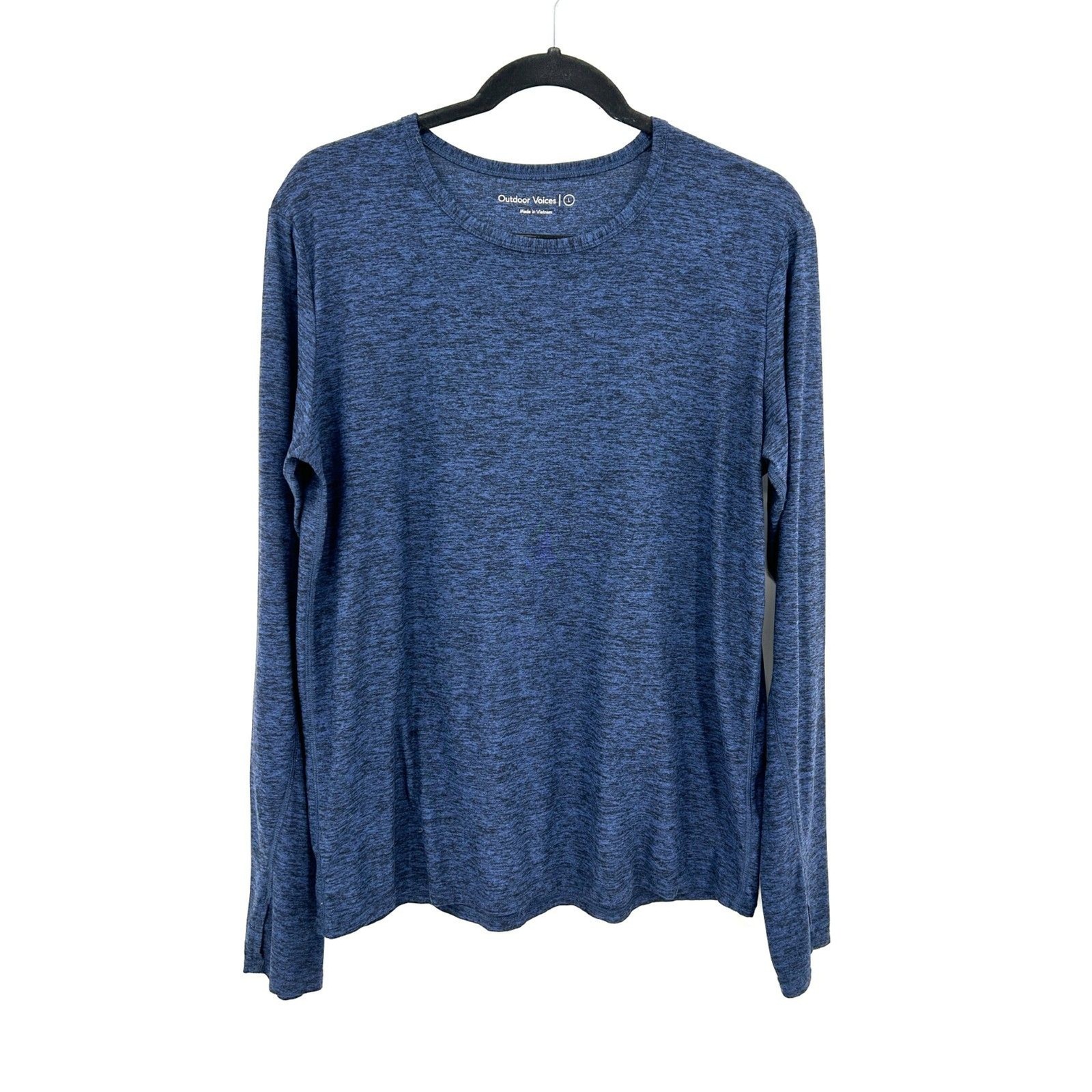 OUTDOOR VOICES Womens Navy Blue SpaceDye Long Sleeve Crew Neck Sport Shirt Large