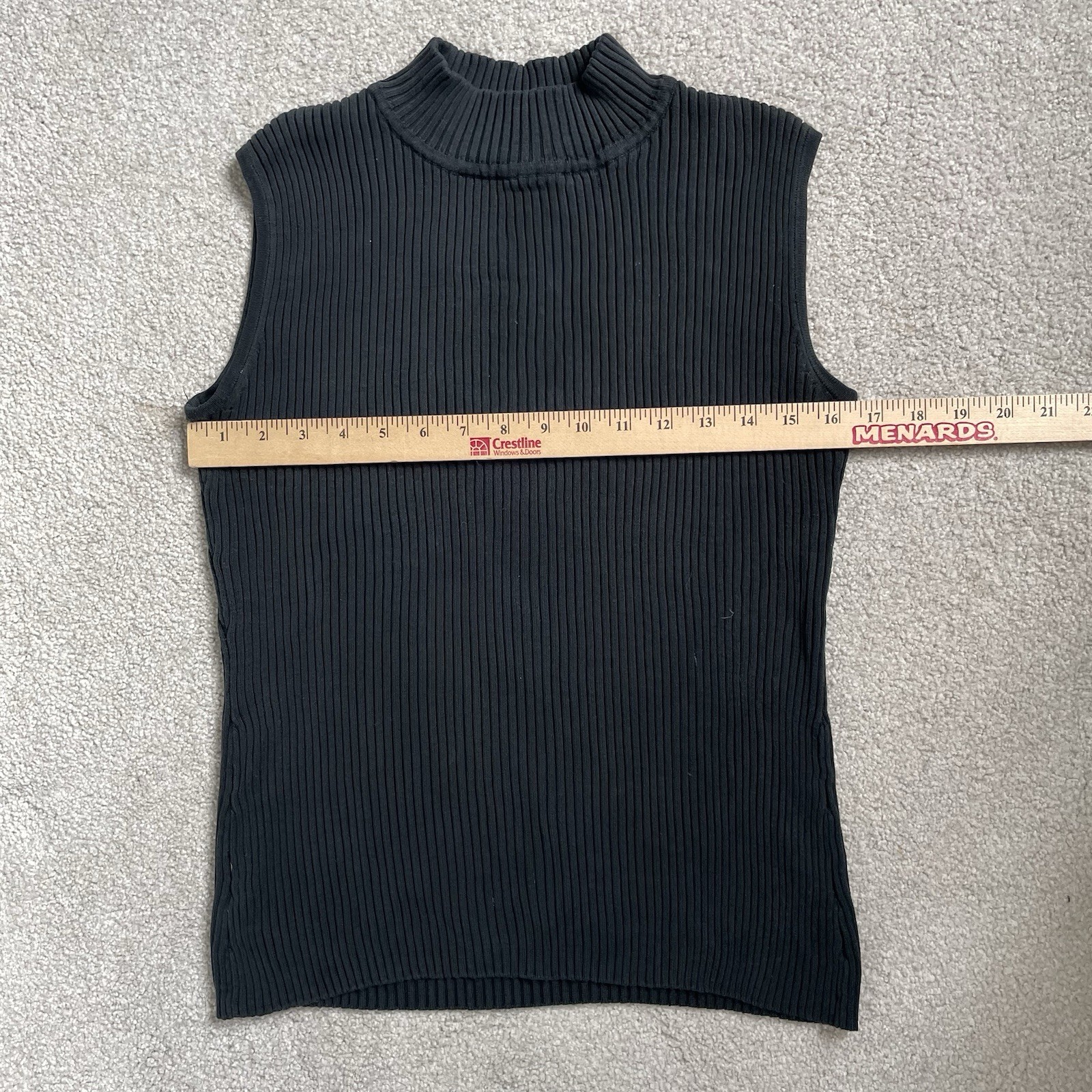 Clio II Vintage Silk Blend Knit Ribbed Tank Top Shirt Black Women’s Size 2X