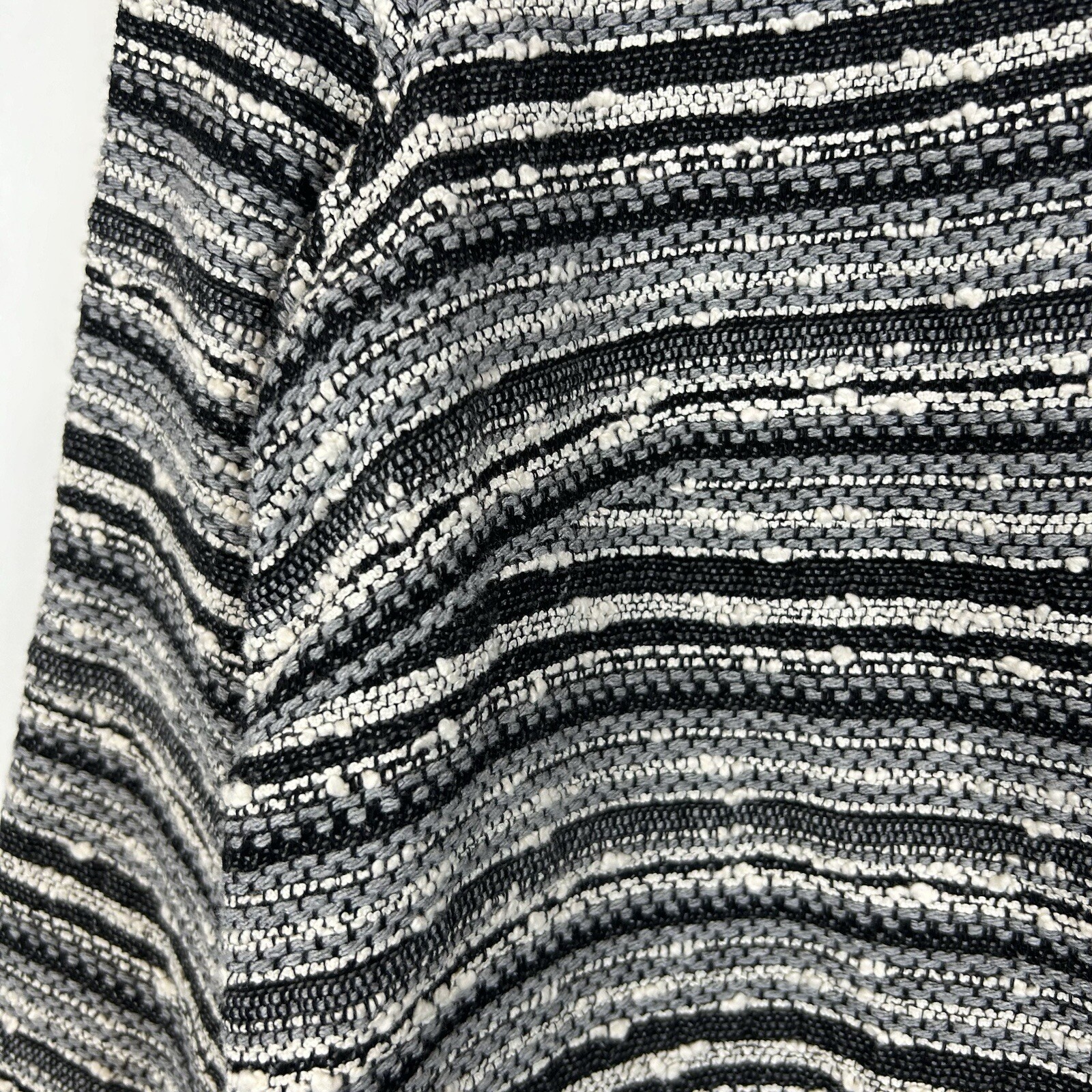 Mango Suit Top Womans Medium Textuted Stripe Woven Fringe Zipper Office Career