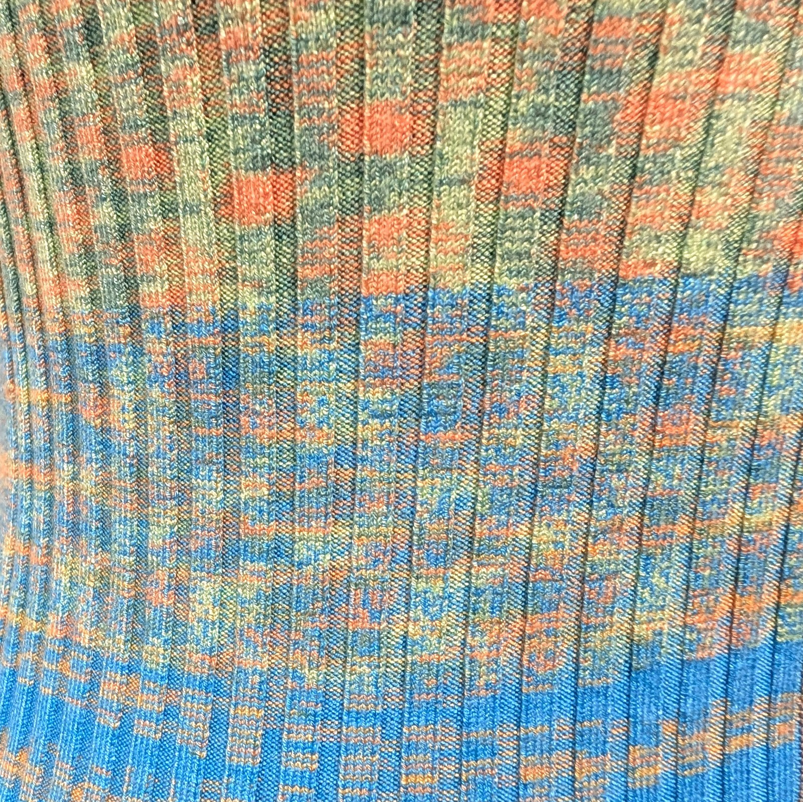 Staud Womens Size S Rainbow Space Dyed Cargo Ribbed Button Front S/S Fitted Top
