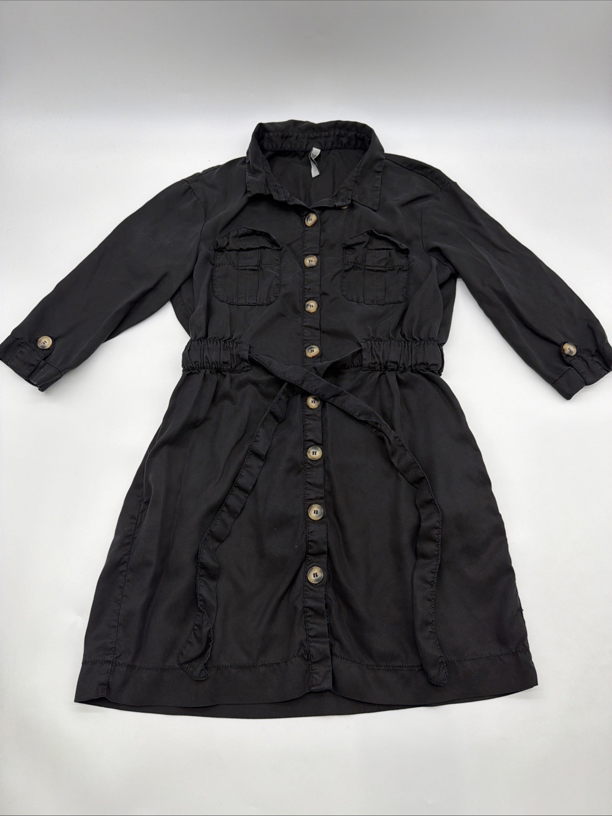 Zara TRF Collection 100% Tencel Button Up Shirt Dress Women XS Pocket.#45119