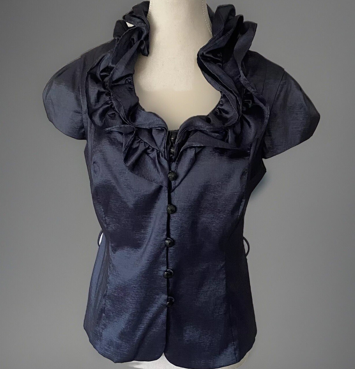 Anthea Crawford Steel Blue Blouse Women’s Size 8 Formal Evening Top