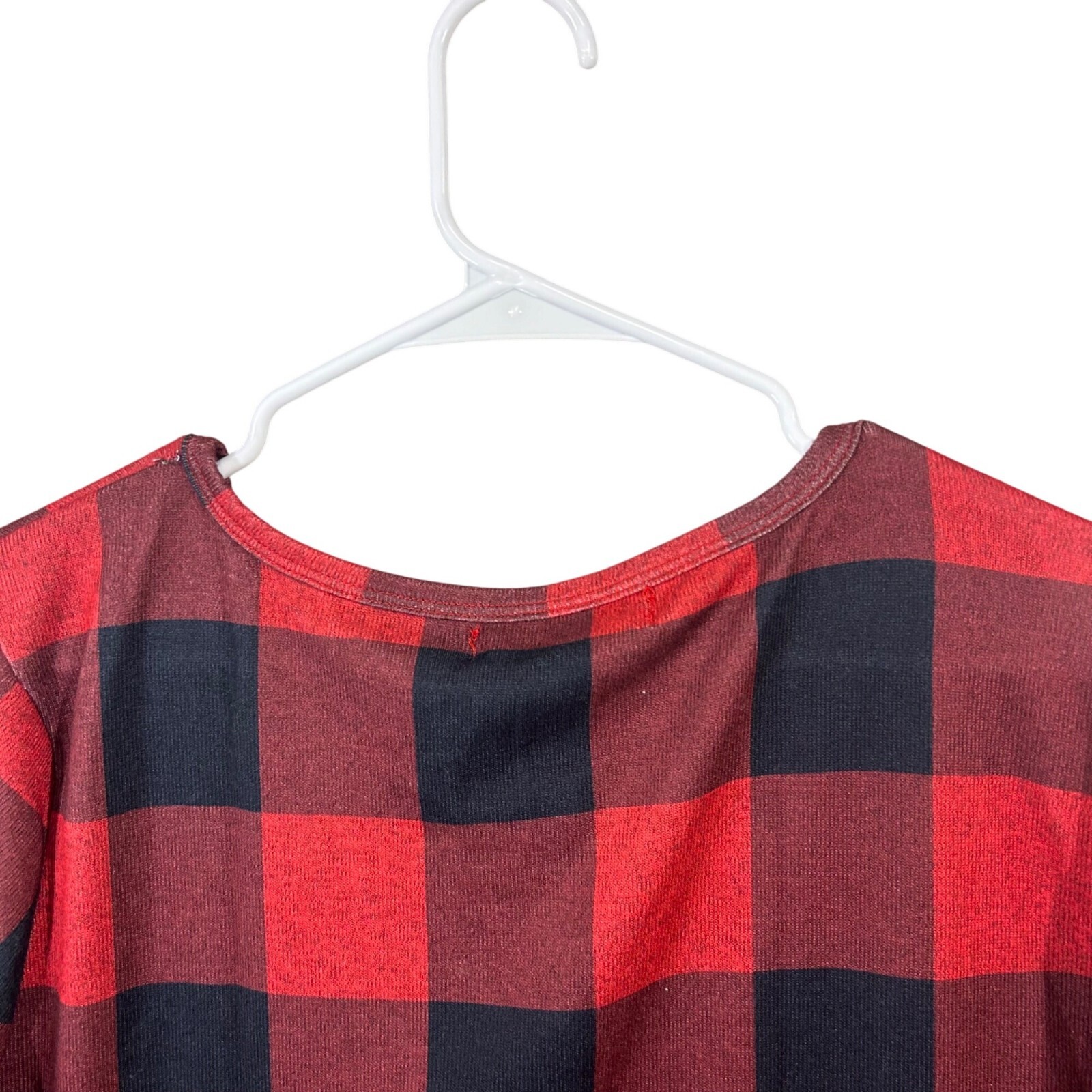 NWT Mirol Women’s XL Red Plaid Dress Long Sleeves Knit Pockets NWT