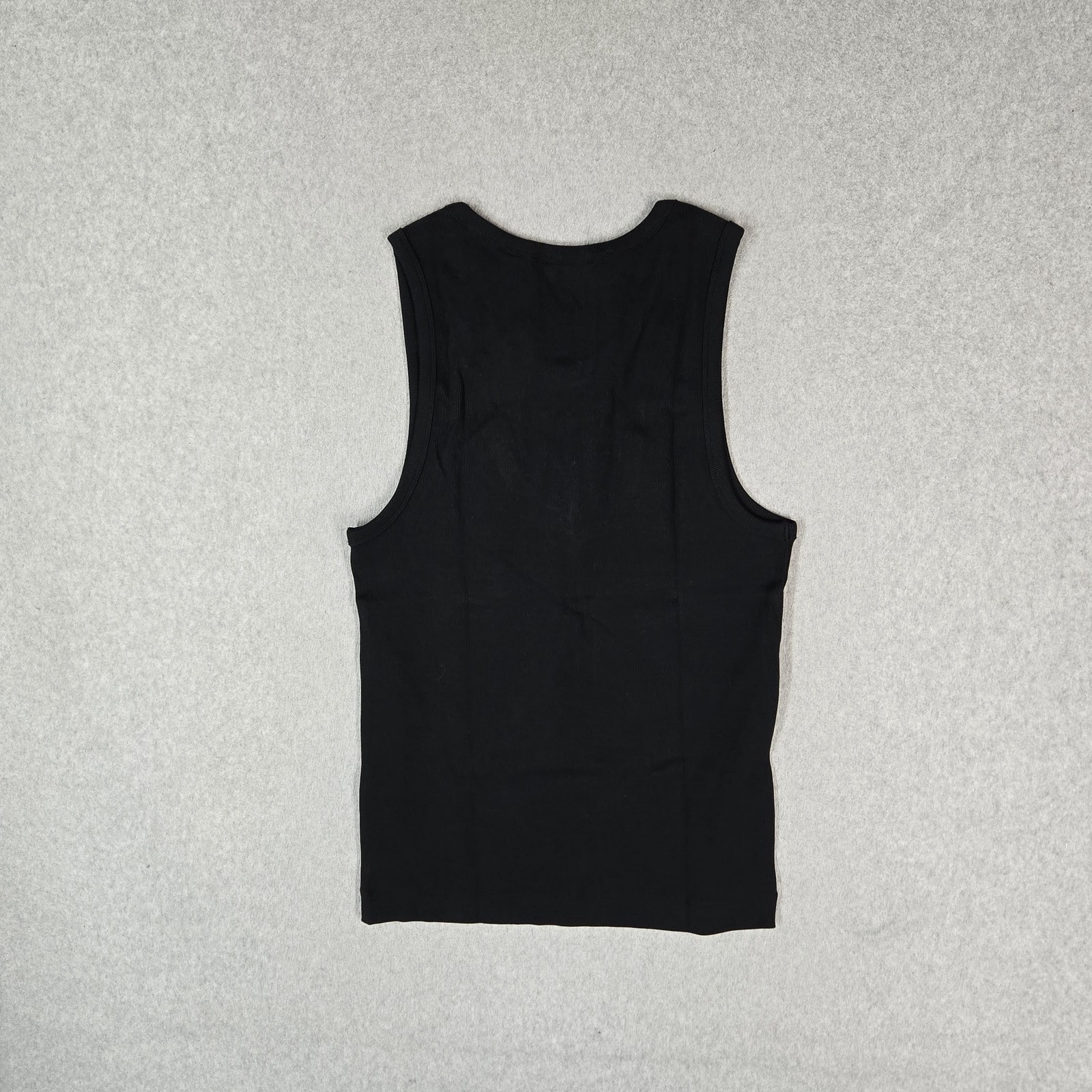 Banana Republic Women Tank Top L Black Mini Rib Scoop Neck Pullover Stretch