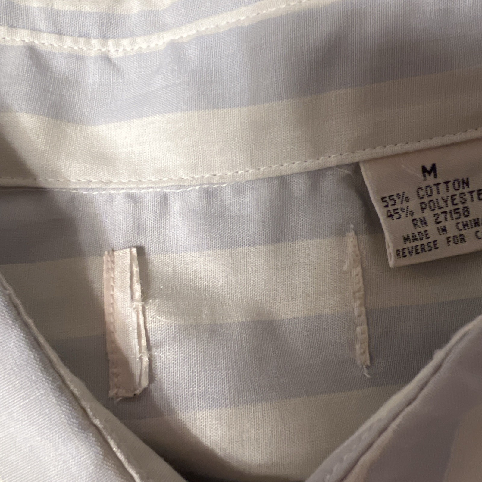 “SALE” Women Crisp L Sleeve Shirt Size M Bust 44, Gray/White chalk Stripe