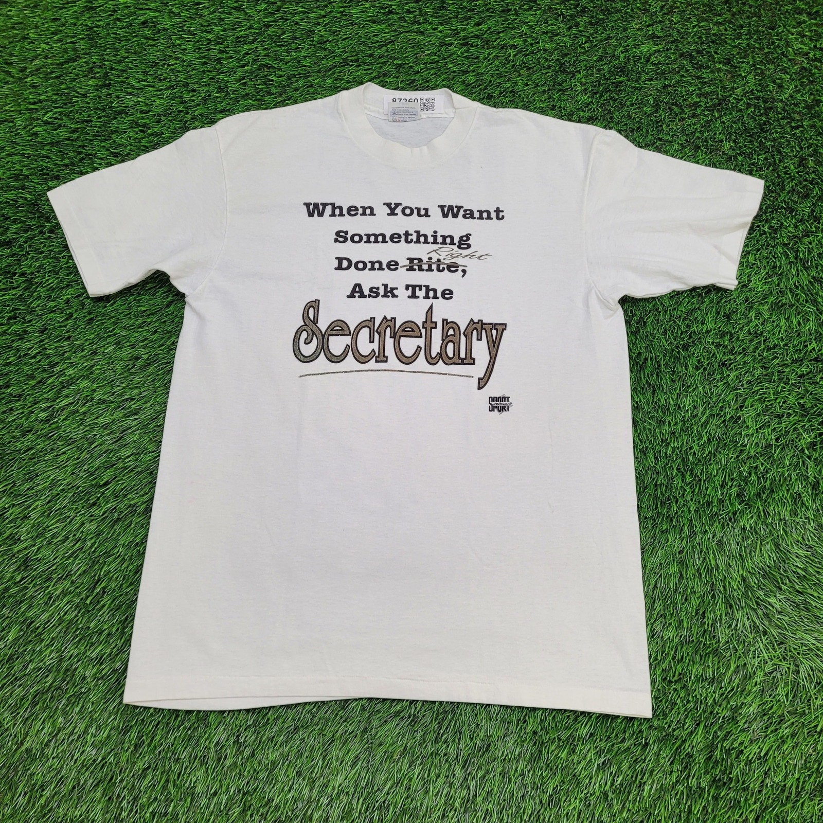 Vintage 80s Funny Secretary Shirt Womens Large 21×27 USA