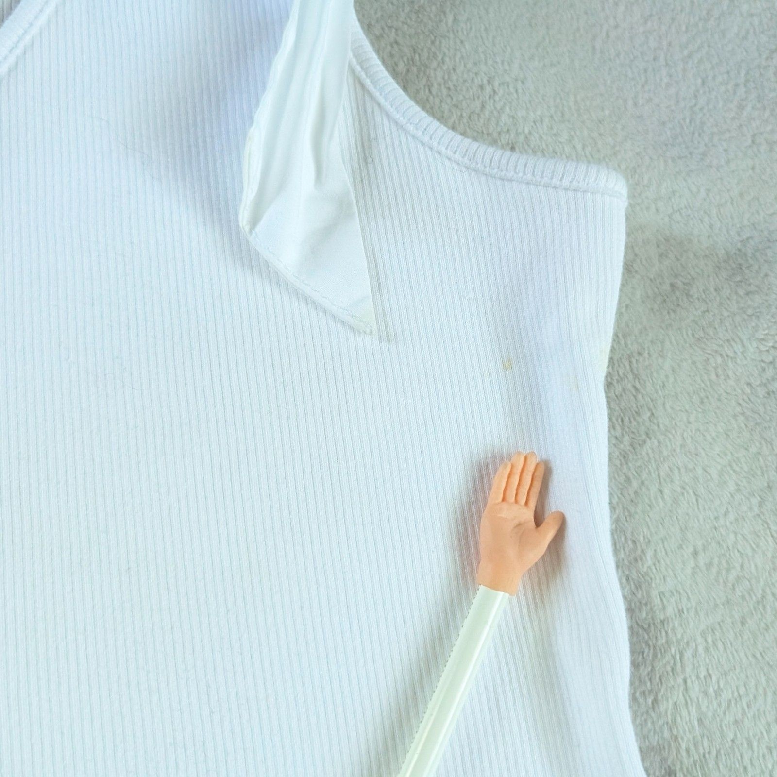 Ribbed Shoulder Bow Tank Top Women’s Large White Fitted Coquette