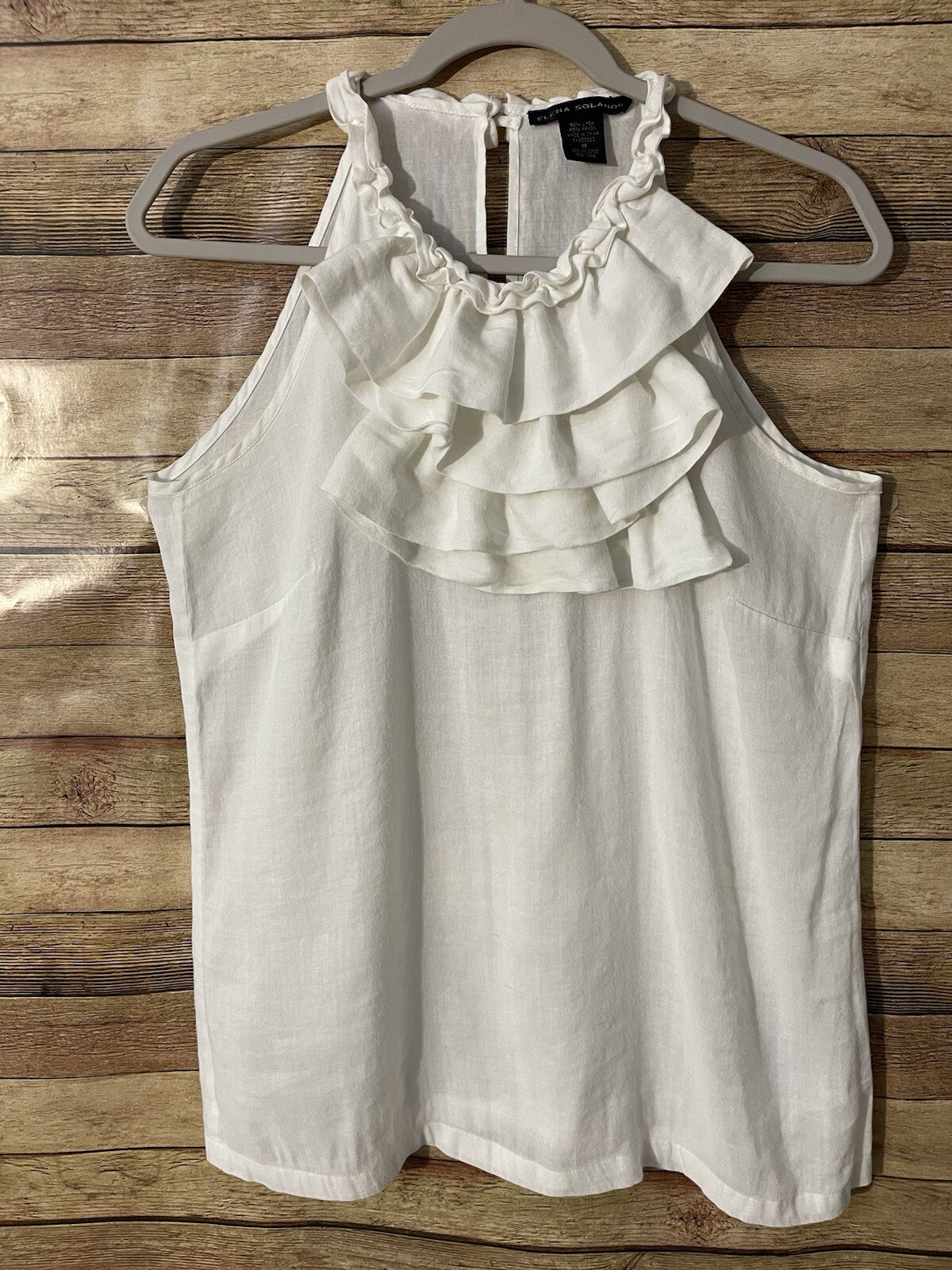 Elena Solano Women’s Linen Blend Sleeveless Top Blouse Halter Size: Medium