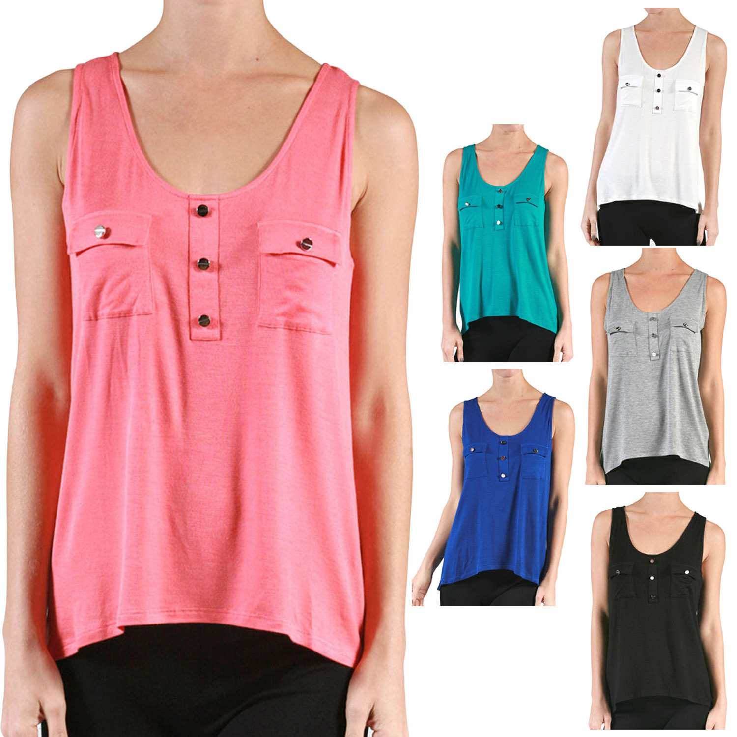 NE PEOPLE Women’s Light Weight Sleeveless Cami Top with Front Pocket NEWT149
