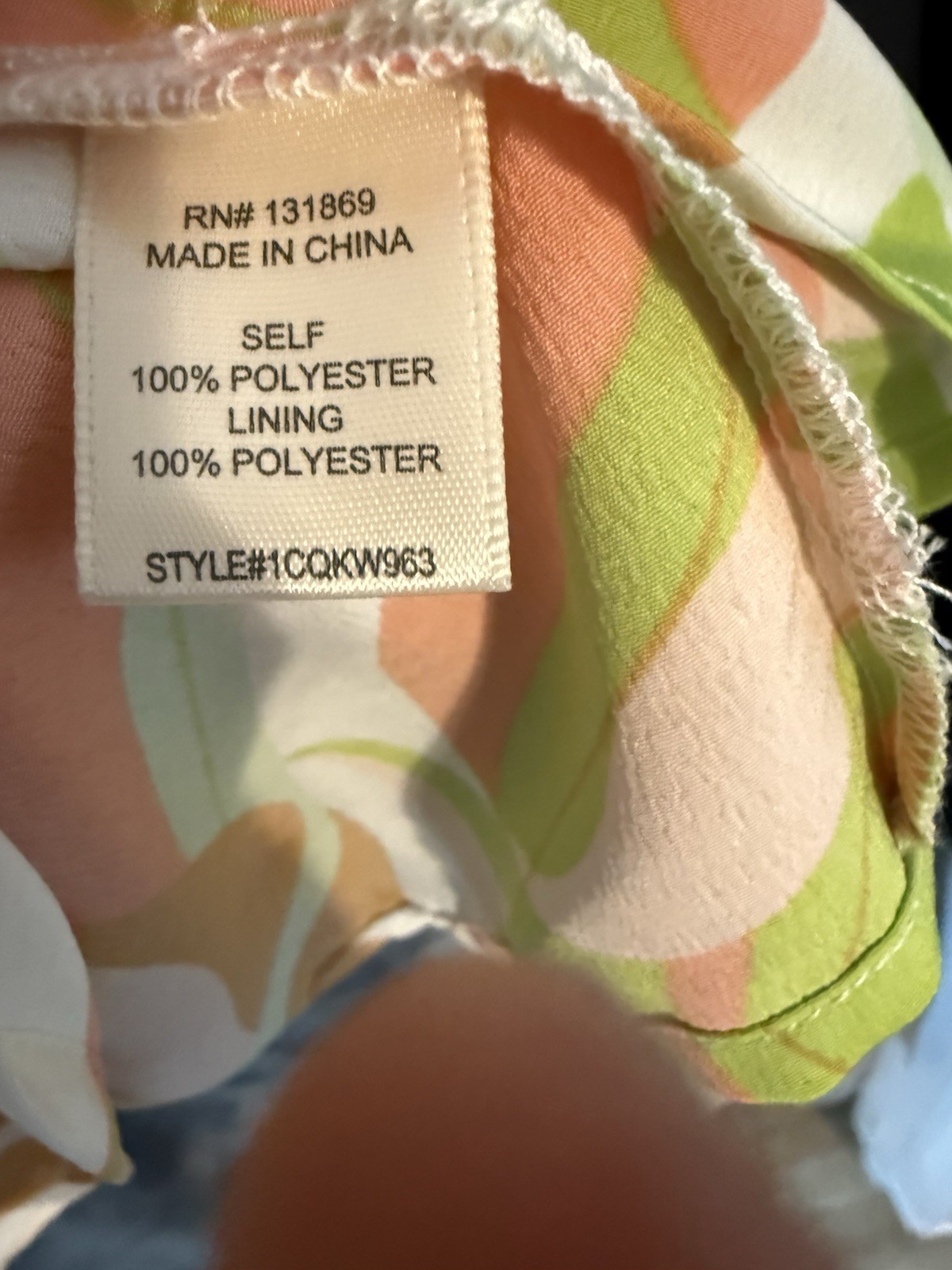 Honey & Spark Green/Pink Abstract Square Neck Smocked Puff Sleeve Blouse Size L