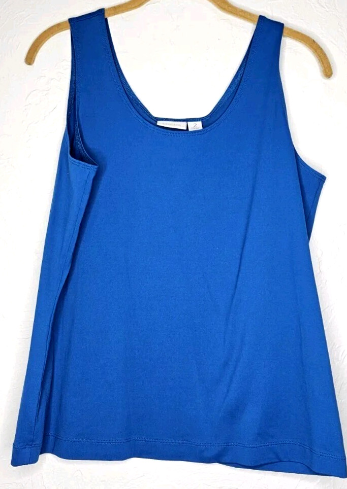 Chicos top blouse sleevless stretch size 2 blue nylon spandex blend