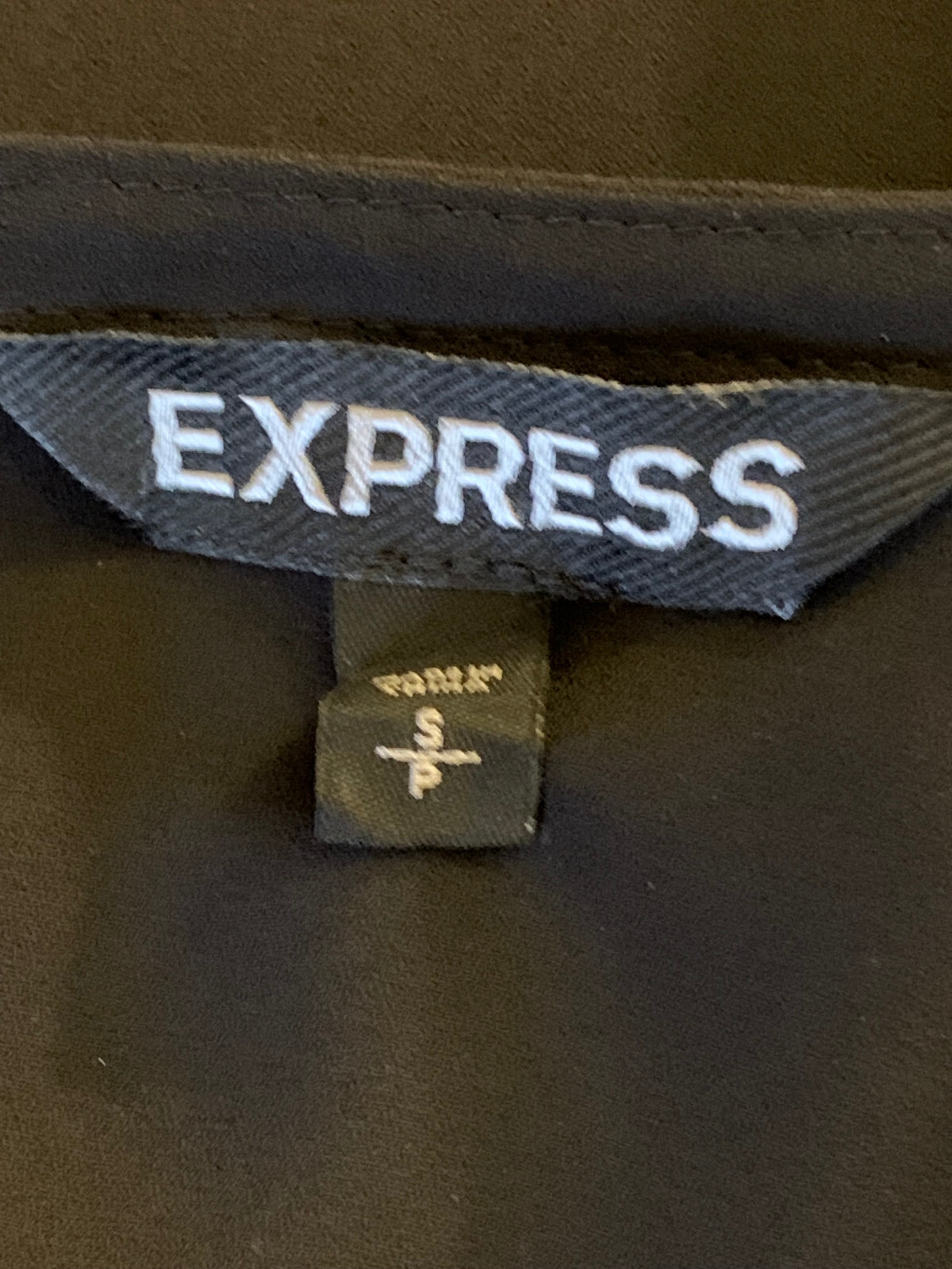 EXPRESS S Black Poly Crepe KEYHOLE BLOUSE TOP Silver Stud EMBELLISHED Long Slv