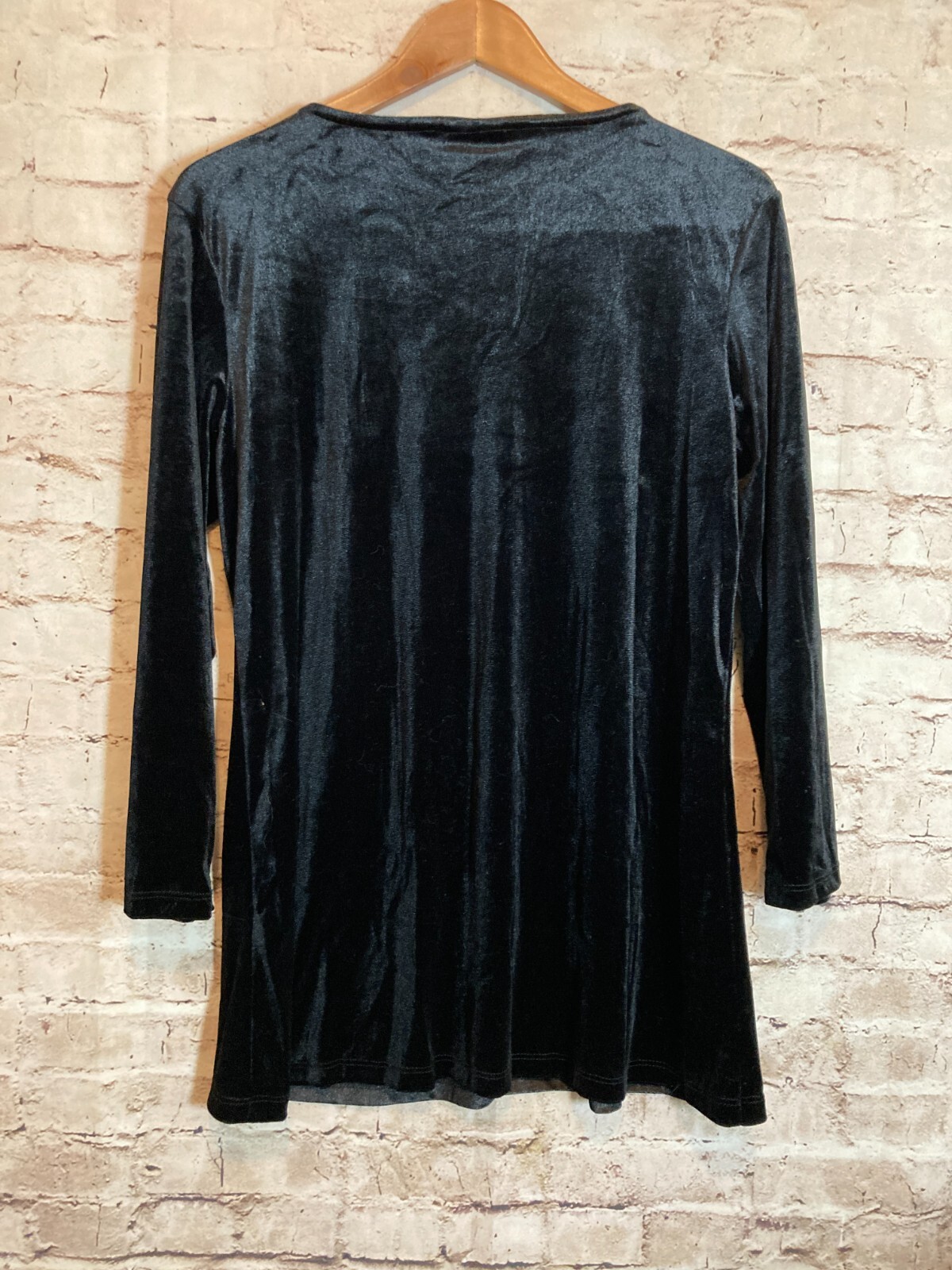 Collections ETC. Velvet Top Womens Medium Black Cutout Neck Long Sleeve Stretch