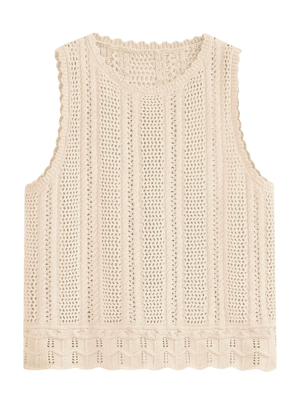 Fisoew Crochet Tops For Women 2026 Spring Summer Sleeveless Sweater Tank Fashion