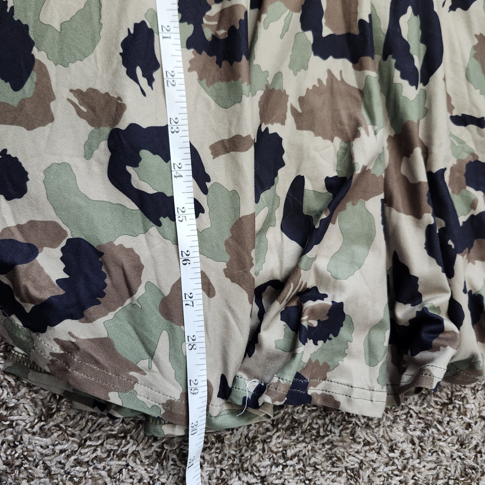 Allegrace Size 1X Green Camo V-neck Faux Wrap Long Sleeve Tunic Top