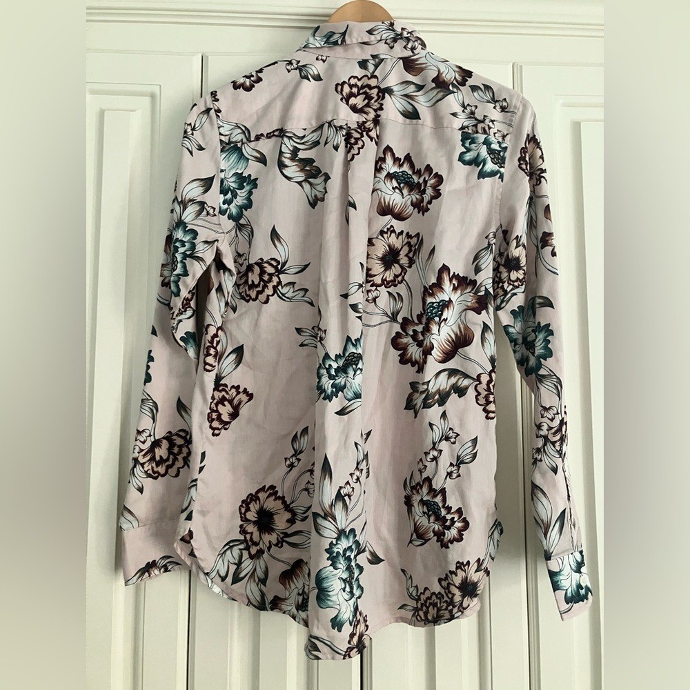 LAUREN Ralph Lauren Cotton Pink Floral Button Down Sateen Top M Boho