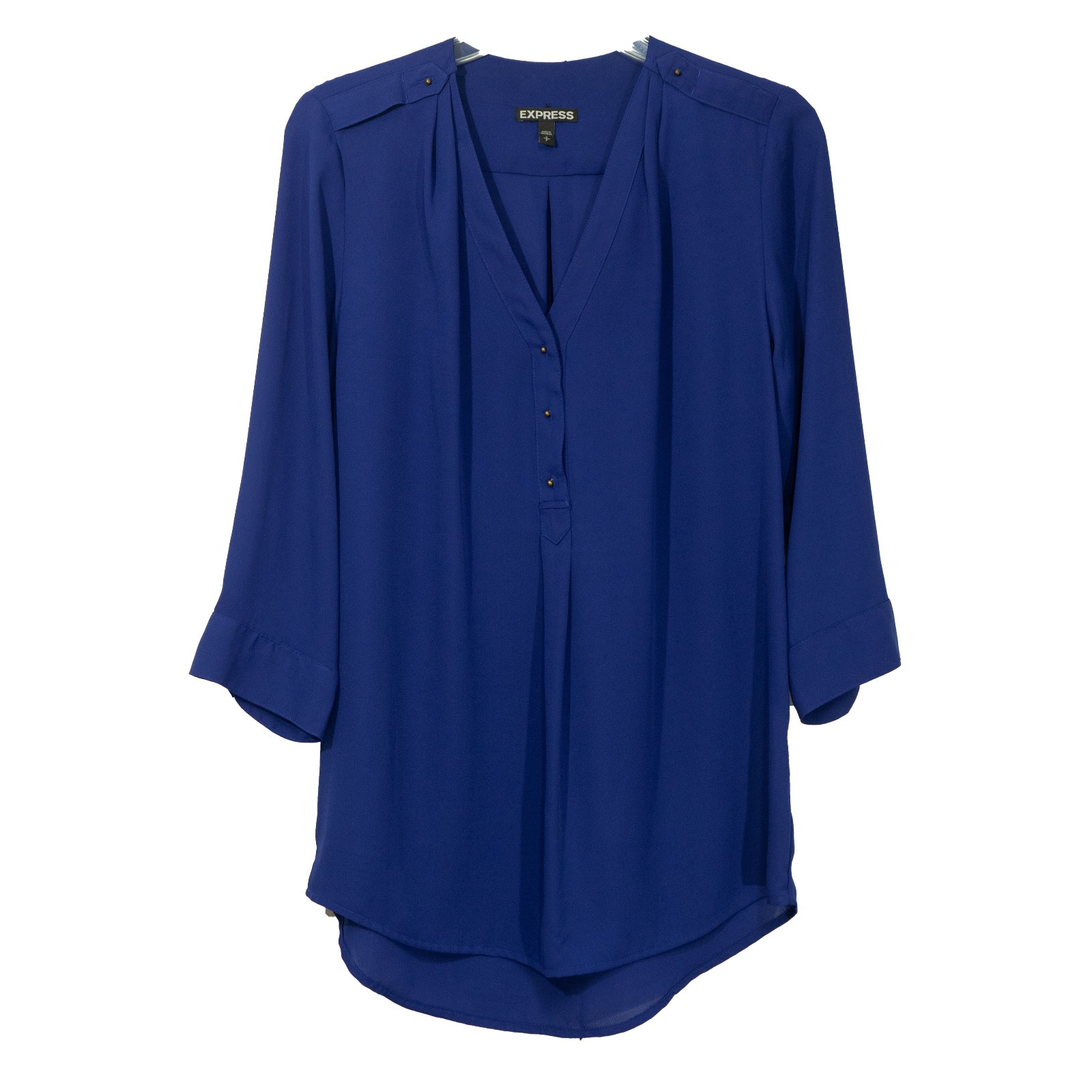 Express Flowy Tunic Top sz SmallSapphire Blue Corporate Loose 3/4 Sleeve Cobalt