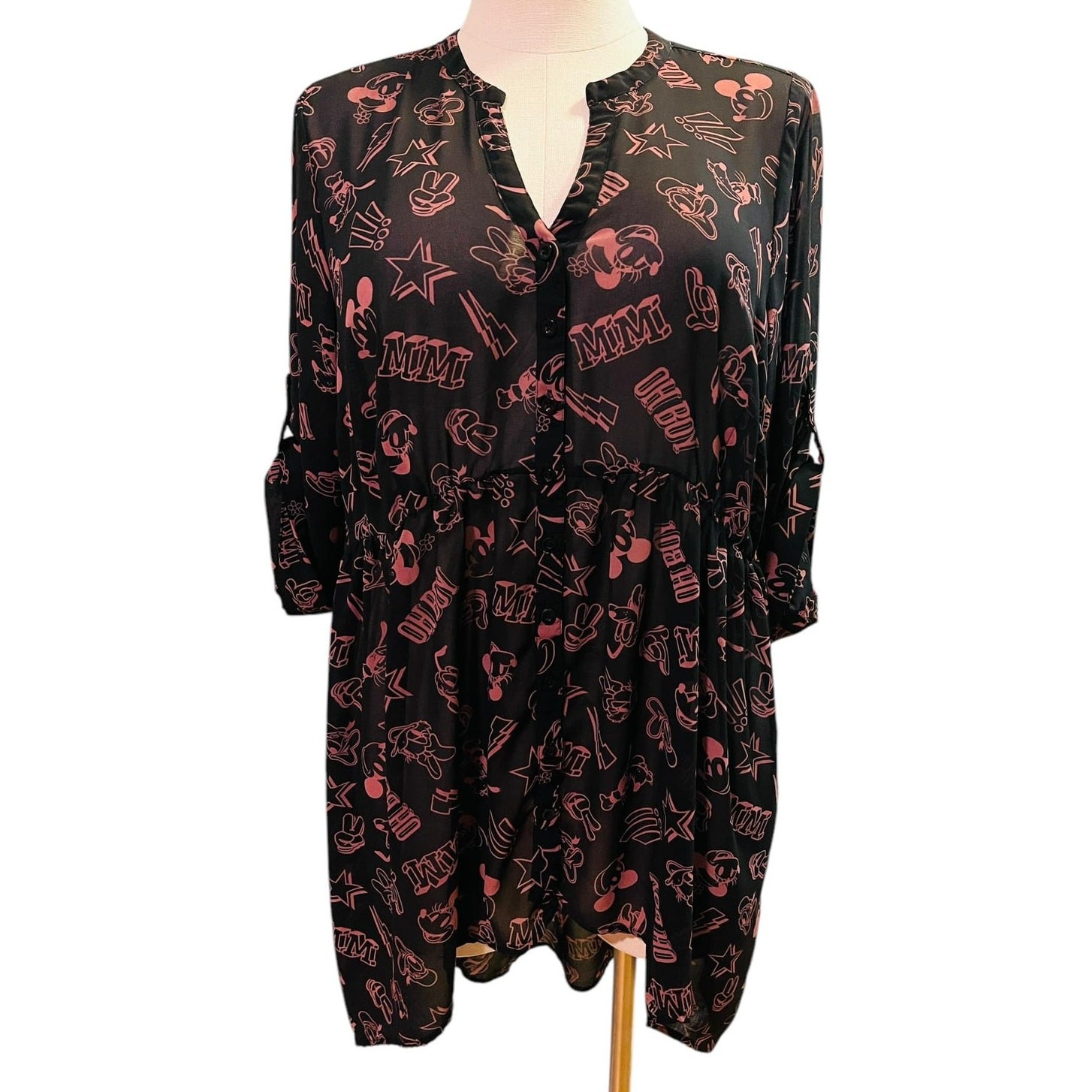 Torrid Disney Mickey Mouse & Friends Lexie Chiffon Hi-Lo Babydoll Tunic Top 3X