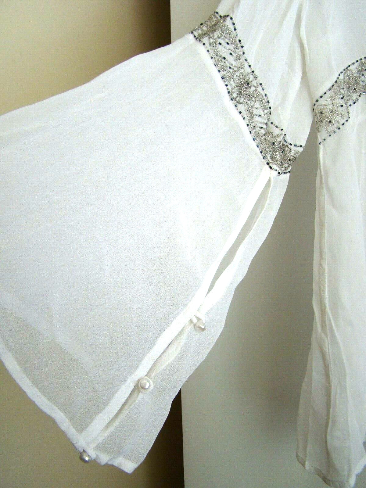 Papillon White 100%Rayon Long Sleeve Asymmetrical Blouse Top sz.XL NWT