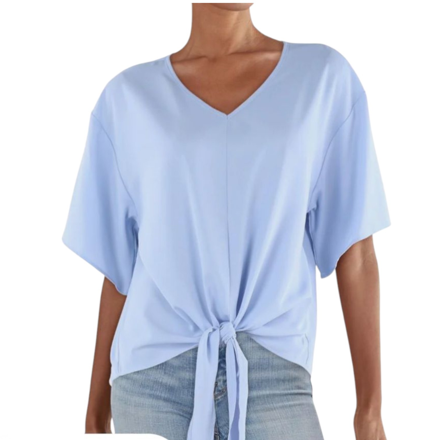 Viishow Womens Blue Lightweight Pullover Blouse Top Size L