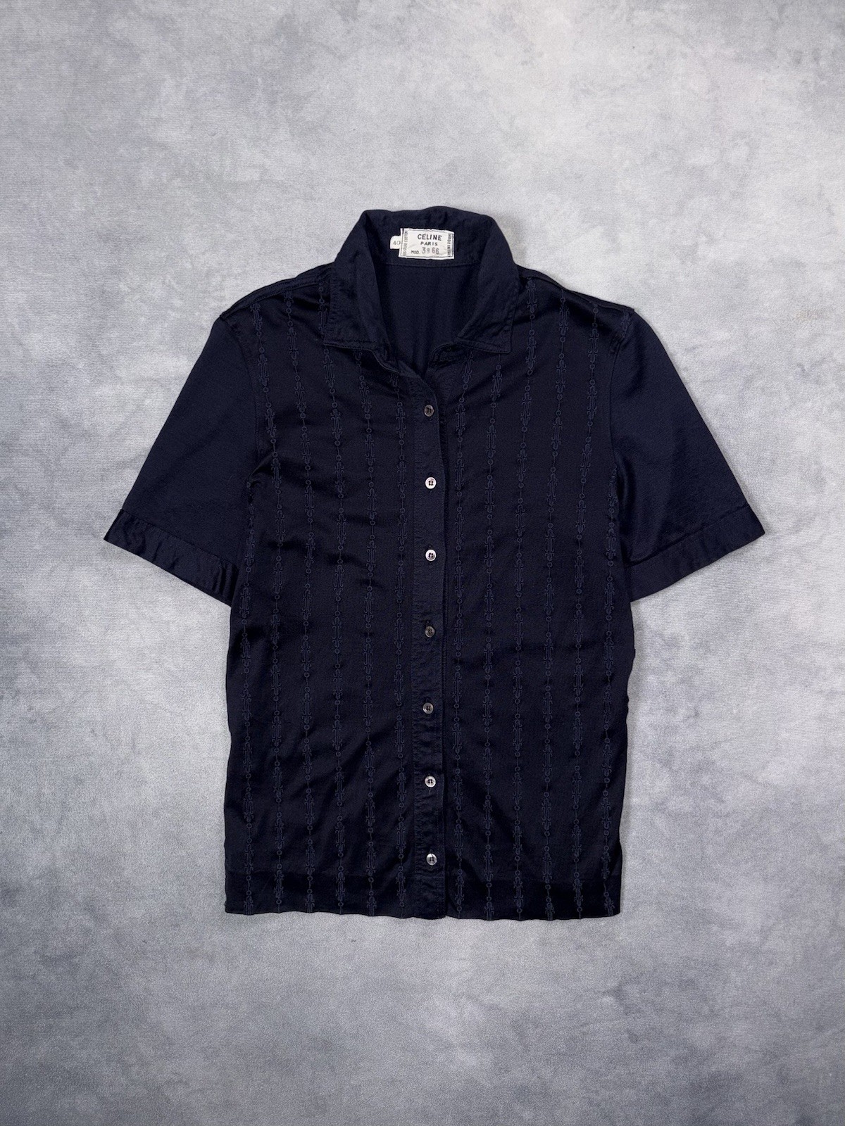 RARE CELINE PARIS 70s Chain Monogram Y2K Casual Luxury Summer Cotton Shirt