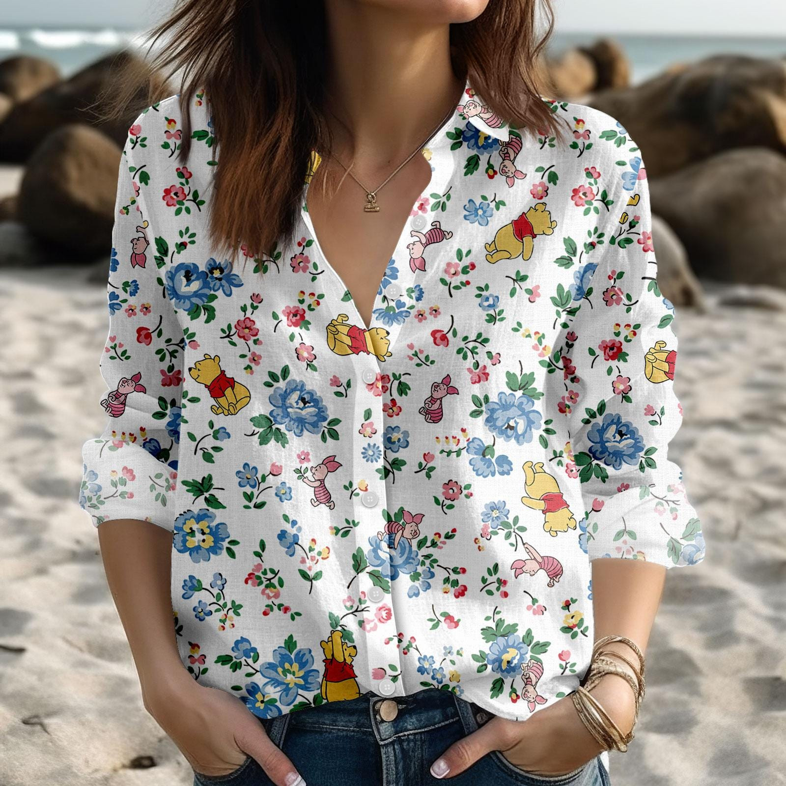 Winnie The Pooh Blouse Shirt Disney Pooh And Friends Women Shirt