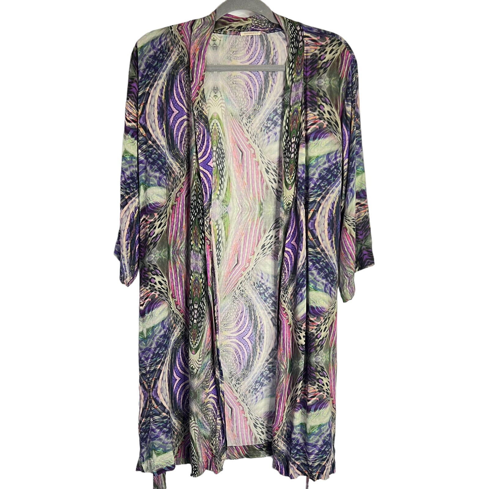 Catherines Women’s Large Kimono Open Robe Light Cardigan Art To Wear Boho Artsy