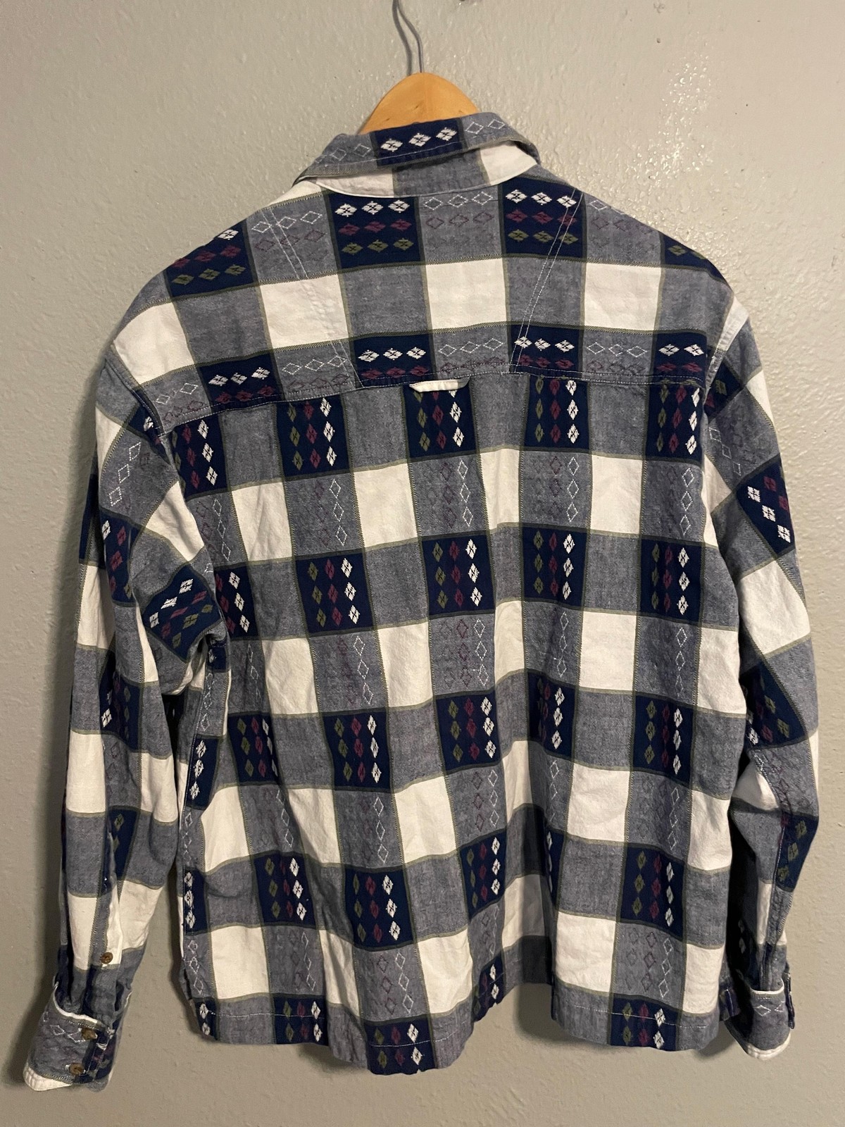 VTG Cascade Blues Shirt Womens Large Blue Plaid Flannel Long Sleeve Button Up